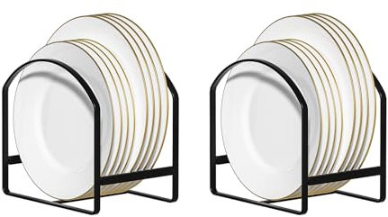 LINFIDITE 2 Stück Tellerhalter, Organizer, großes Geschirr-Aufbewahrungsregal, aufrechter Schrank, Geschirrtrockengestell, Metall, Geschirrständer, Ständer für Schrank und Arbeitsplatte, rutschfest