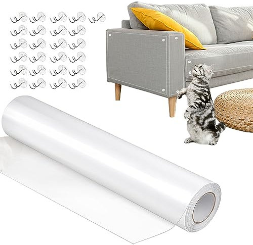 HIQE-FL Katze Kratzschutz Sofa,30cm X 5m Selbstklebend Kratzschutzfolie,Kratzfolie Anti Kratz Tape,Selbstklebend Kratzschutzfolie,Furniture Protection Cats,Scratch Protection