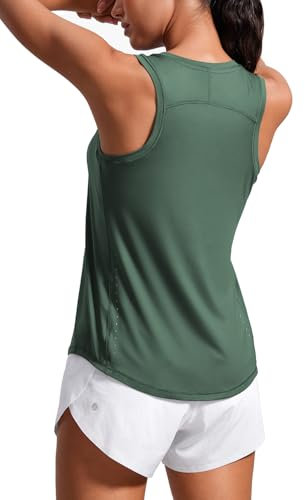 CRZ YOGA Damen Sport Tank Top Racerback Ärmelloses Yoga Oberteile Sommer Fitness Tops Gym Leichte Sporttop Graphitgrün 36