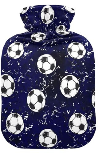Blue Football Hot Water Bottle for Pain Relief Hot Water Bottles with Cover Feet and Bed Warmer Water Heating Pad for Cramps, 2L