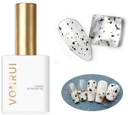 Vonrui Black Glitter Gel Nail Polish Eggshell Effect Black Gel Nail Polish,Vonrui Clear UV Nail Gel Polish DIY Nail Art Design