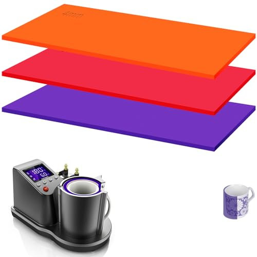TOATELU Wrap Sublimation en Silicone Accessoires 3pcs Feuille de Silicone pour Mugs 25x12cm, Sublimation Wrap en Silicone pour Gobelets pour Tasse(Volet, Rouge, Orange)