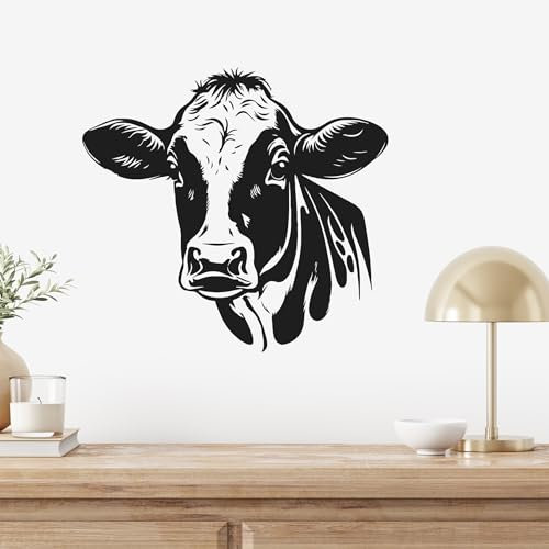 GRAZDesign Wandtattoo Kuh Kuhkopf Wandaufkleber Küche Wohnzimmer Flur - Aufkleber in vielen Größen - 61x57cm / schwarz