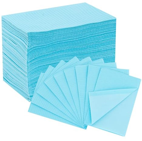 EZ TATTOO Zahnärztliche Lätzchen Einweg 33cmx45cm - 125 Stück 3 Lagen Wasserdichte Tattoo Lätzchen Blatt für Nagelstudio, Zubehör für Nagel und Wimperntechnik für Tätowierbedarf (Blau)