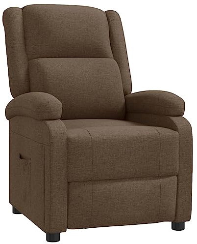 vidaXL Relaxsessel, Sessel mit manueller Liegefunktion, Relaxstuhl mit dick gepolsterter Sitzfläche, Fernsehsessel Liegesessel Ruhesessel, Braun Stoff