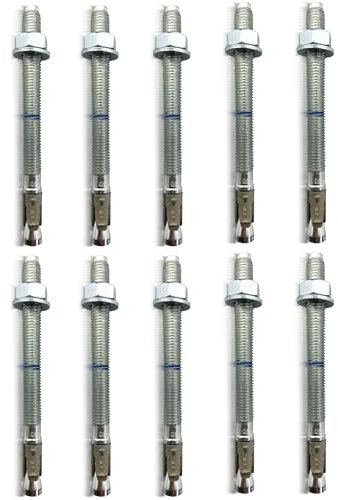 Lot de 10 chevilles professionnelles pour charges lourdes M12 x 120 - Galvanisées - Homologation ETA - Option 1 pour béton fissuré et non fissuré - Ancrage en béton pour charges élevées - Boulons