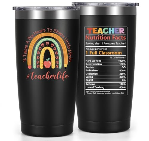 Livole Teachers Gifts for Men, Women, Nursery Teacher Thank You Gift, Rainbow Mug for Teachers, Male Teacher Presents, End of Year Appreciation Gifts, 20oz Insulated Mug, Stainless Steel Wine Tumbler