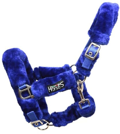 Horses Halfter Soft Fluffi Mini, bequemes Halfter, nützlich zum Führen des Pferdes in der Hand oder zum Sichern während der Fellpflege (Royal Blau, Mini Shetland)
