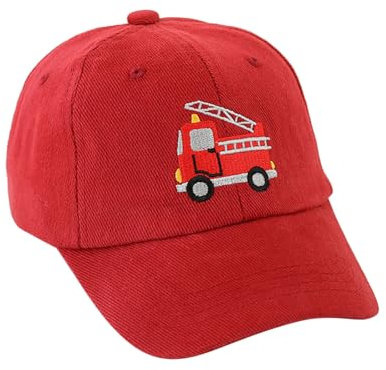 Kindermütze,Kleinkind Baby Cartoon Feuerwehrauto Druck Baseballmütze,Mädchen Jungen Baseball Cap Hut,Kinder Sommer Sonnenhut Sonnenhut,Entenzungenmütze (Rot, Einheitsgröße)