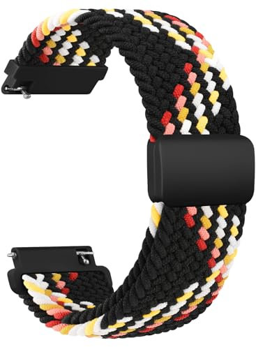 Wanme Gewebtes Nylon Uhrenarmbänder 20mm für Herren Damen, Nylon Elastische Uhrenarmband Schnellverschluss Armband, Neues Ersatzarmband mit Magnet Verstellbarer Anti Rutsch Schnalle