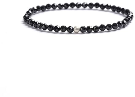 KIM JOHANSON® Damen Perlenarmband mit echten Natursteinen und 925 Silber Perle I Naturstein Armband mit 4mm Edelstein Perlen I Elastisches Kugelarmband I Handgemacht I Wasserfest I Inkl. Schmuckbeutel
