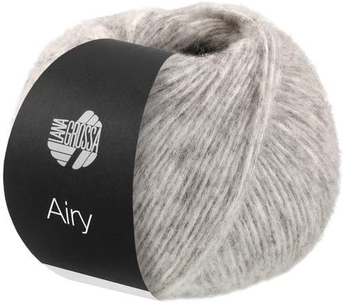 LANA GROSSA Airy | Flauschige Netzgarnstruktur aus 40% Baumwolle gefüllt mit 18% Merino- und 42% Baby Alpaka Fasern | Handstrickgarn | 50g Wolle zum Stricken & Häkeln | 170m GarnFB 12