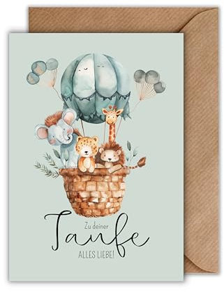 WBdesignz Niedliche Taufkarte mit Umschlag - Zur Taufe Alles Liebe - Liebevolle Glückwünsche zur Taufe Herrliche Geschenkkarte für Täufling Eltern Paten (DIN A6)