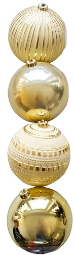 4 x Weihnachtskugeln aus Kunststoff Ø 15 cm wetterfest frostsicher - Christbaumkugeln für Innen und Außen - Weihnachtsbaumkugeln Kunststoff Größe 4 x (15 cm), Farbe Gold (matt + Glanz)