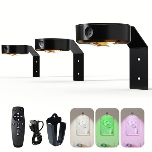 Silkycasters Picture Lights for Wall 3Pack, 2000mAh Rechargeable Battery Operated Picture Lights, 16 RGB Colors Display Light Dimmable, Magnetic Led Painting Light with Remote for Wall Decor Frames