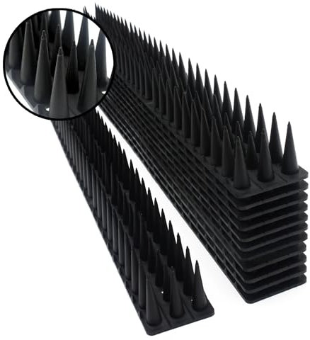 Defender Spikes for Bird, Cat, Pigeon and Small Animals 12pack- Protect Your Sofa, Garden, Outdoor Walls, Anti Theft Climb, Plastic Security Fence Spikes- Black