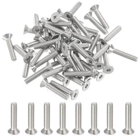 PATIKIL #10-32 x 1 Pulgada Tornillos de Cabeza Plana, Paquete de 50 Tornillos de Máquina de Acero Inoxidable 304 con Cabeza Plana y Hexagonal, Rosca Completa, Rosca Gruesa UNF Grado 6.8
