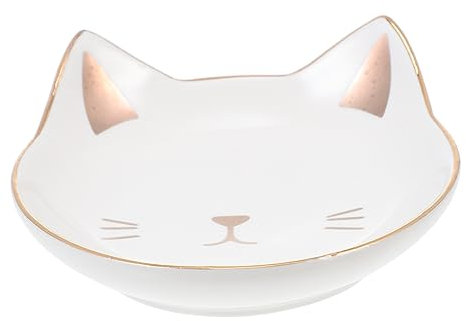Cabilock Plato de Cerámica para Comida Diseño de Gato Plato de Cena Plato de Fruta Plato de Postre Vajilla de Cerámica de Dibujos Animados