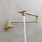 Topffüller, Küchenarmatur, massives Messing, klappbare Wandhalterung, dehnbarer Doppelgelenk-Schwenkarm, Einzelloch, 2 Griffe, ausziehbarer Arm, für Küche, Restaurant (gebürstetes Gold)