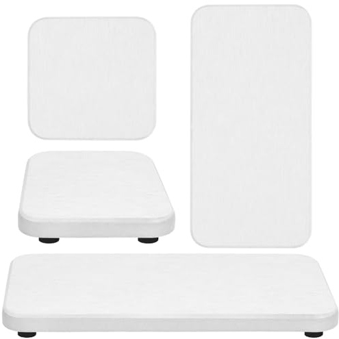Keadic 4 Pcs Water Absorbent Diatomite Soap Dish, Diatomaceous Earth Coasters, Hand Soap Holder, Sponge Holder,Dish Soap Tray,Water Absorbing Stone Tray Used for Plants & Toiletries in Home