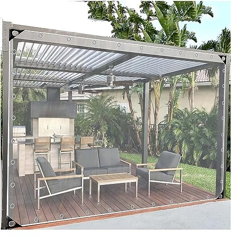 Clear PVC Gazebo Side Panels Curtains Waterproof and Dustproof Heavy Duty Anti Tear Ideal for Greenhouse Patio Garden Pavilion Outdoor Tarpaulin with Metal Grommets for Durability