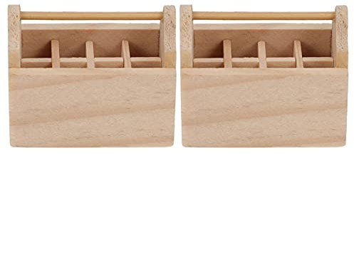 Vaguelly 2stücke Miniatur Werkzeugkasten Aus Holz Kreatives Deko-Modell Für Puppenhaus Haus-szenen Als Fotodekoration Für Miniaturhandwerk Natürliche Holzfarbe