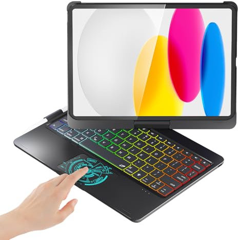 BABG Funda con teclado TouchPad para iPad de 10ª generación y iPad de 11ª (A16,2025), iPad Air 11 (M3, M2/iPad Pro de 11 pulgadas y iPad Air 5ª/Air 4ª, giro de 360°, 7 modos de uso, retroiluminación