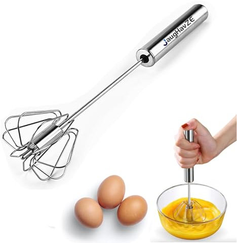 Egg Whisk,Hand Push Whisk Blender,Stainless Steel Manual Egg Beater & Milk Frother,Dual Use for Baking, Cooking,Non-Electric Mixer