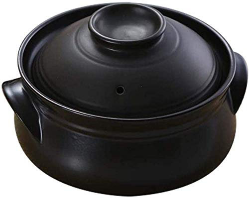 Cazuela redonda de cerámica, cazuela de doble asa, sopa de cerámica con fuego abierto, olla de arcilla resistente al calor, cacerola de terracota