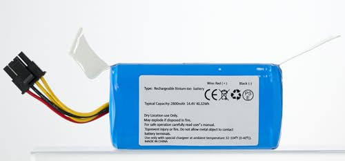 AUZNQEV Batteria da 14,4 V, 2800 mAh, per 360 C50, per TCL S1 / S15 / S18, per AIRROB0 P10, per i formati E-550 G/W Robot Aspirapolvere (4 connettori a 4 prong)