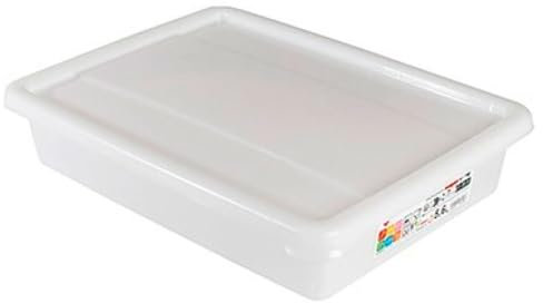 Tradineur - Pack de 6 bandejas frigoríficas de Almacenamiento con Tapa, N.º 4 - HG, plástico, Reutilizables, Guardar Alimentos, Fabricadas en España (Blanco - 5,6 litros - 38 x 28,4 x 7,5 cm)