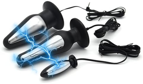 LZMYZ Elektro Schock Analplug Prostata Massage Elektrostimulation Butt Plug Zubehör SM E-stim G-punkt Stimulator Anal Dildo Dilatator Masturbator Reizstromgeräte Erotik Sex Spielzeug für Männer(S+M)