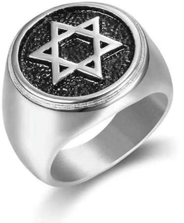 fycouyee Israel Jüdischer Ring Titan David Hexagramm Herrenring