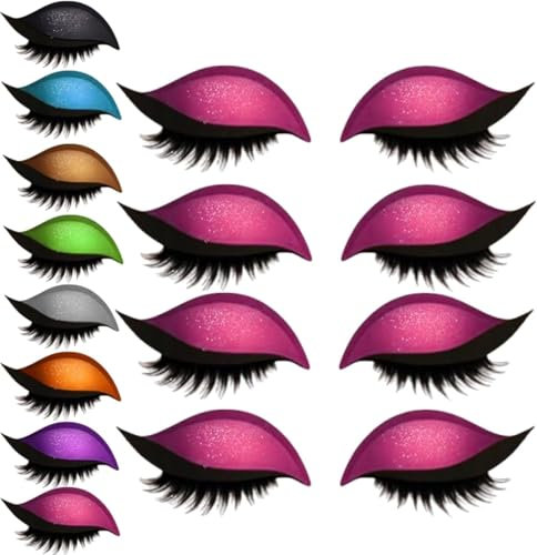 Lazy Eye Shadow Eyelash Patch,4/8 paires Faux-cils, autocollants de maquillage réutilisables 2 en 1 avec faux cils et ombre, faux cils naturels pour toutes les formes d'yeux (Rouge, 4 paires)