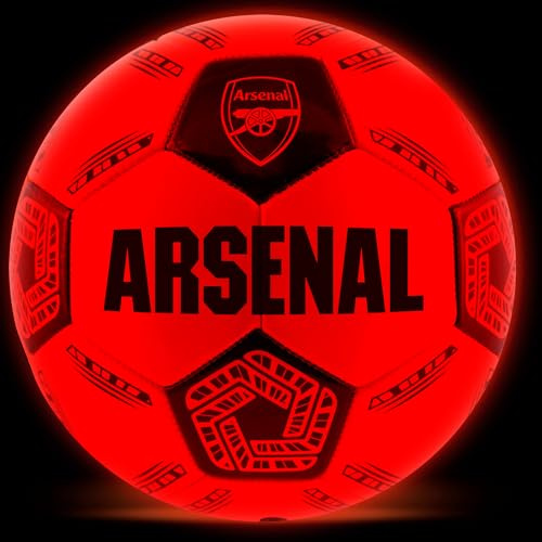 Hy-Pro Arsenal Light Up LED Football Size 5 with Impact-Activated Lights & Pump - Light Up Ball with Auto-Shutoff & Enhanced Grip for Night Games - Suitable Footballs for All Ages