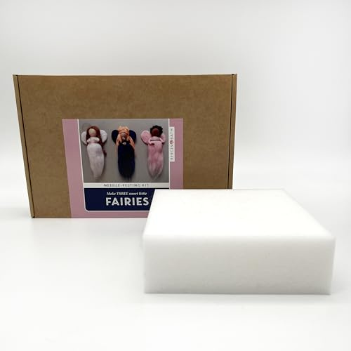 Bergin & Bath Needle Felting Kit, Fairies. Make Three Needle Felted Fairy Models - Craft kit for Adults and Teens. Christmas Decorations. (with Felting Mat)