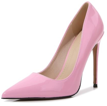 LIUGUISUOCHBH 12cm High Heels for Women | Stiletto Pointed Toe Pumps with Arch Support for Wedding, Dancing, Business Meetings,Pink,11 UK