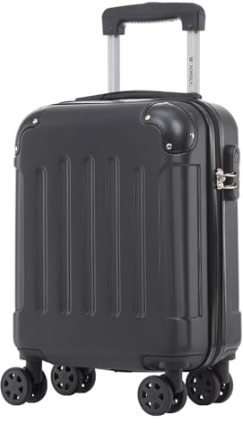 YONSLY Trolley Koffer Suitcase, Reisekoffer, Rollkoffer Handgepäck, Hartschalenreisekoffer mit 4 Rollen 360°, Zahlenschloss, Weicher Gummigriff für Reisen, Camping (S, Schwarz)