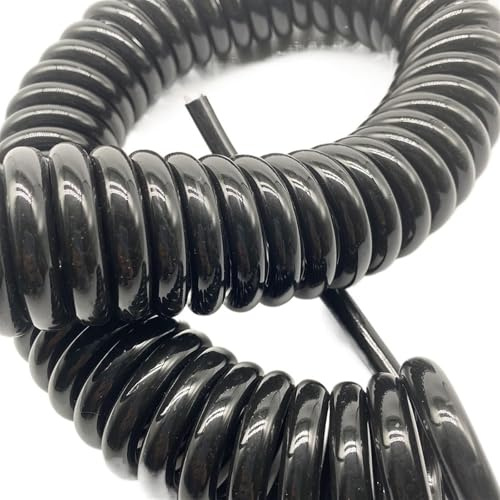 ELILANEY Câble électrique spiralé noir à 4 conducteurs, câble à ressort carré de 0,5 mm, câble extensible étirer souple(Stretch 3 meters)