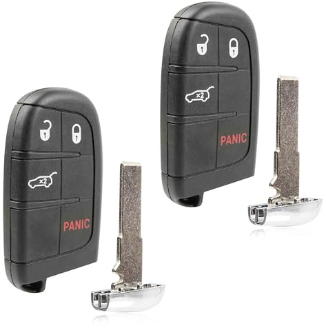 2 telecomandi di ricambio per chiave elettronica, 4 pulsanti, alta sicurezza, per Jeep Compass 2017-2022 (M3N-40821302, 68250341AB)