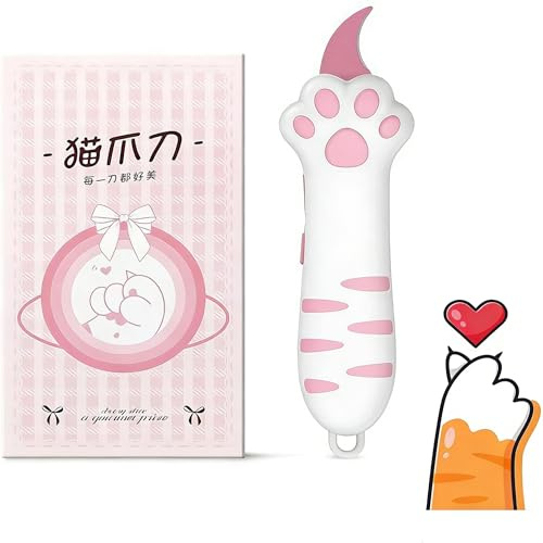 Mini Cutter mit Katzenpfoten Design, Retractabler Mini Box Cutter und Brieföffner, Rosa pocket knife für Pakete, Umschläge und Geschenkpapier, Aesthetic Büro Schulsachen