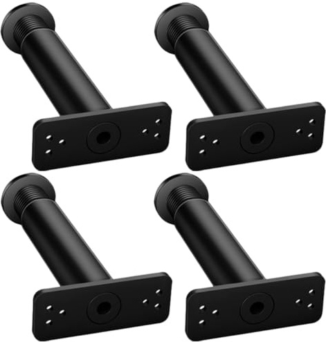 HONMEET Pieds de Lit Réglables 15-25 Cm, Support Central en Acier Robuste, Lot de 4 Pièces pour Cadre de Lit, Rehausseur Meuble Adaptable, pour Sommier et Cadres Adultes