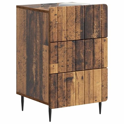 vidaXL Nachttisch mit Schubladen Altholz 43 x 41 x 68 cm Holzwerkstoff, Stylische Nachttische, Moderne Schlafzimmertische, kompakte Aufbewahrung, Coole Deko für Dein Wohnzimmer
