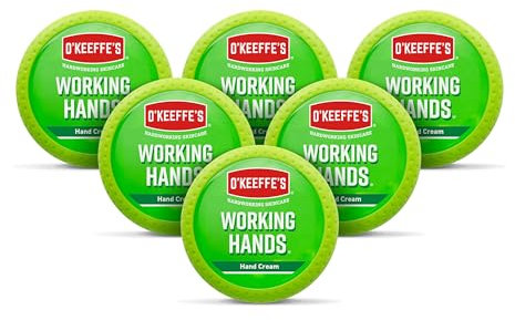 O'Keeffe's Working Hands, 96 g Glas (6er-Pack) – Handcreme für extrem trockene, rissige Hände, steigert sofort den Feuchtigkeitsgehalt, schafft eine Schutzschicht und verhindert Feuchtigkeitsverlust