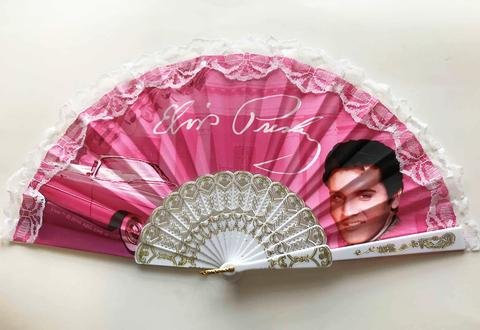 Elvis Hand Fan Pink w/ Guitars