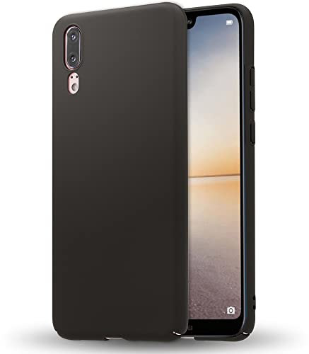 NALIA Custodia compatibile con Huawei P20, Cover Protezione Ultra-Slim Smart-Phone Hard-Case Rigida Protettiva Telefono Cellulare Bumper Sottile en Effetto Metallo, Colore:Nero