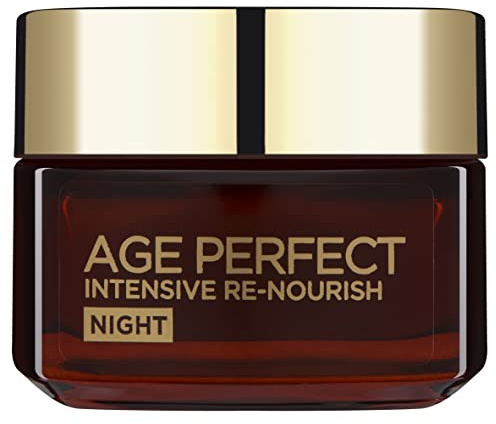 L'Oreal Paris Night Cream Age Perfect Intensive Re-Nourish 50+ 50ml | With Manuka Honey & Calcium B5, Restores Skin Barrier Function, Moisturises & Smooths Skin, Overnight Cream