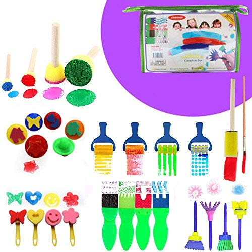 Harxin 30 Piezas Cepillos de Pintura de Esponja Herramientas de Dibujo para Pintura, Artes DIY Artesanías (30 Piezas)