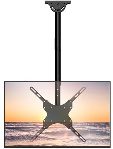WALI TV Ceiling Mount, Adjustable Tilt Swivel Ceiling TV Bracket for 26 to 65 Inch Flat Screen, Holds Up to 50 kg, Max VESA 400x400mm, Support Flat and Sloped Ceiling, Black (CM2665)