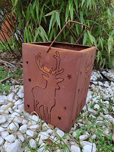 Zen Man Edelrost Windlicht Kerzenhalter Garten Laterne aus Metall Garten Weihnachten Gartendeko 032058 15 * 15 * 20cm